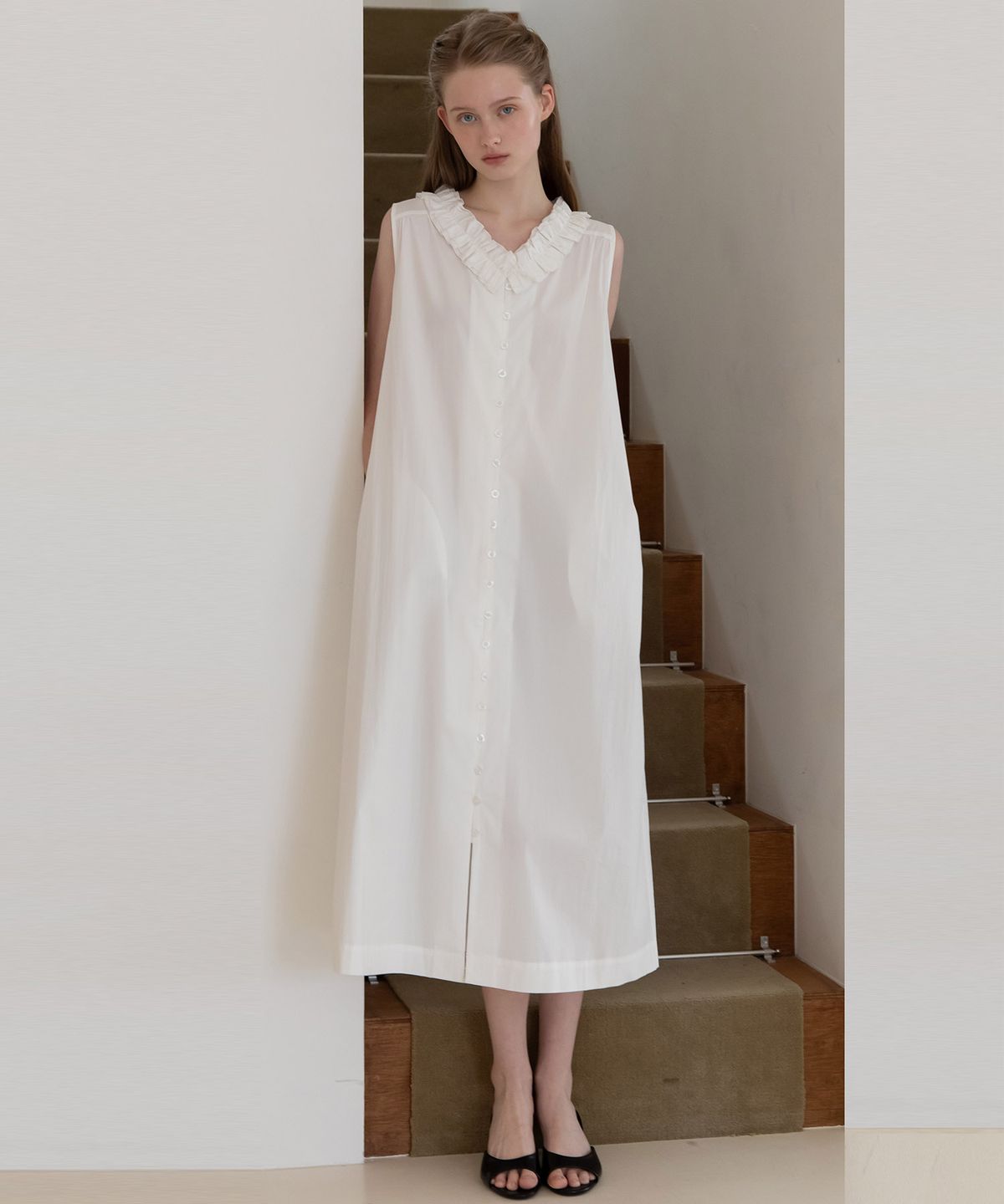 제이마크뉴욕(JMARKNEWYORK) Sleeveless frill dress - White