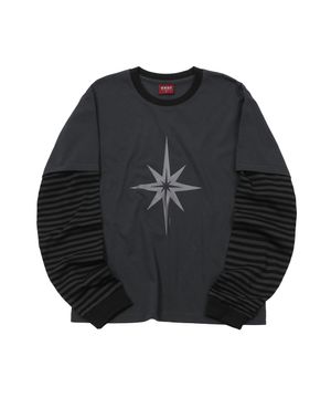 Stripe Layered Long Sleeve Charcoal