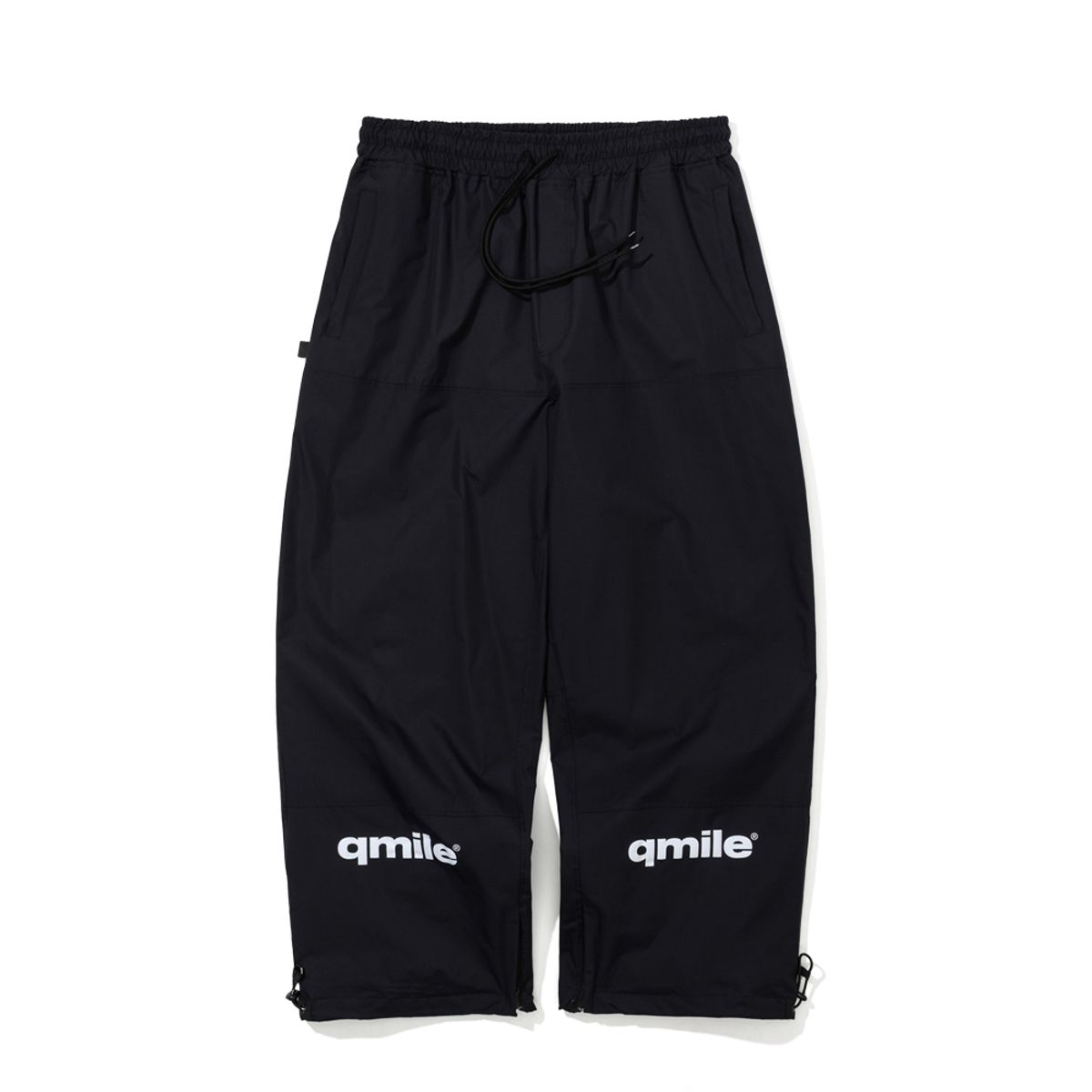 큐마일(QMILE) 473 뉴트로 배기 컬러 블록 팬츠 블랙