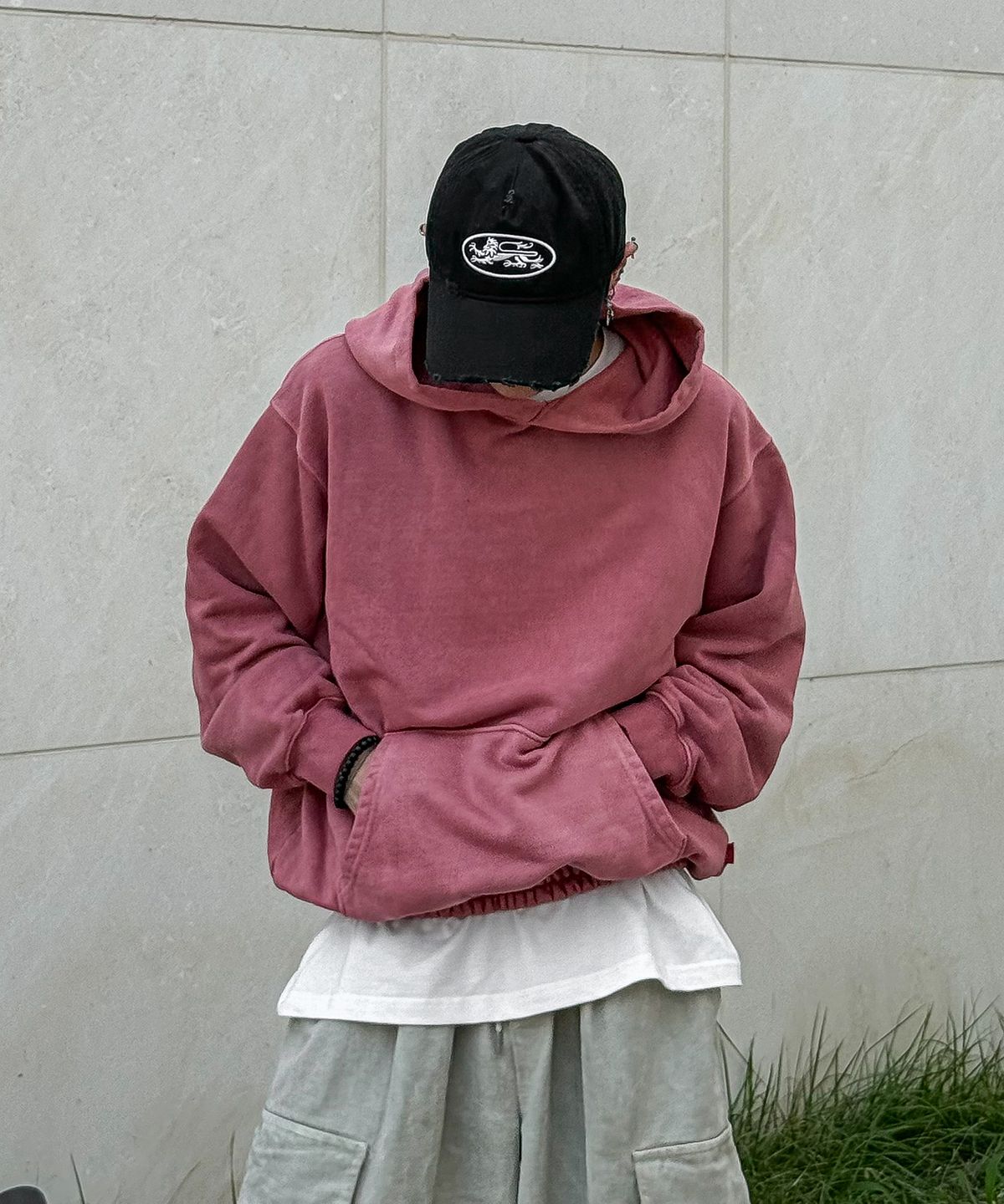에이던엠(ADERNM) PIGMENT DYED ZURI SWEAT HOODIE (PINK)