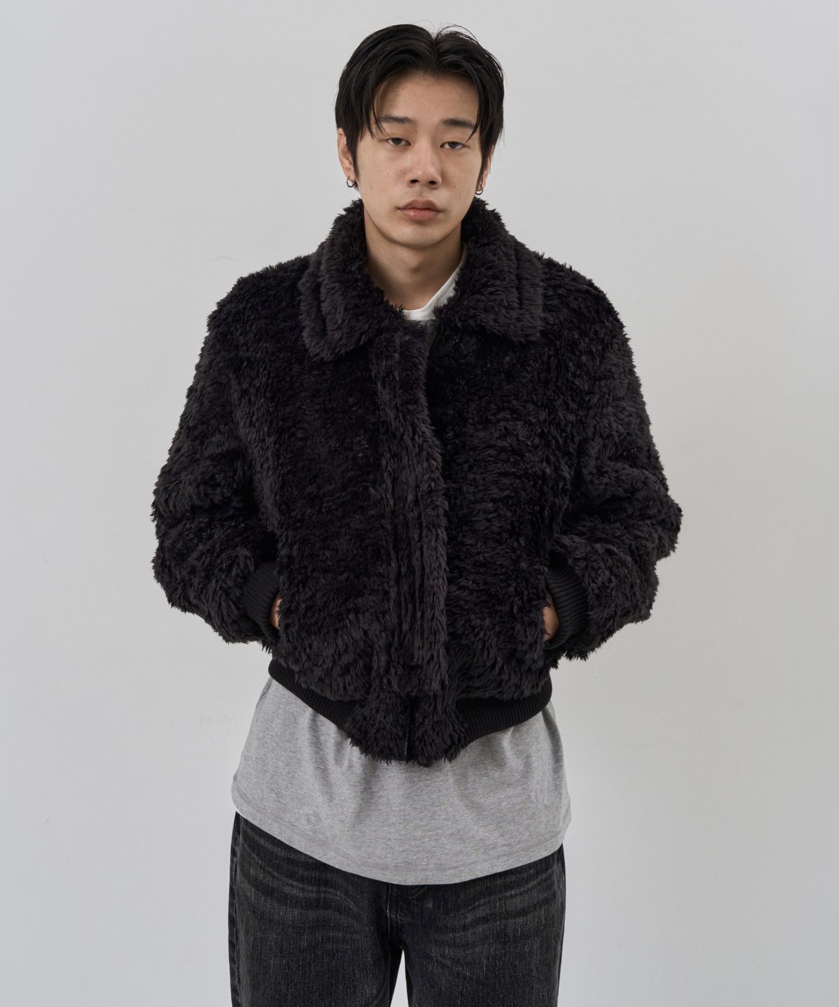 누아클레(NUAKLE) (m) 코지 리버시블 퍼 점퍼_블랙