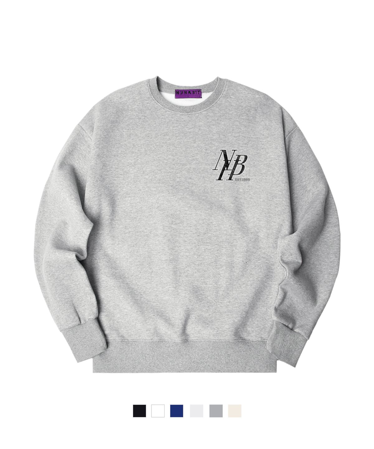 뉴해빗(NUHABIT) N/H CHECK SECTIONS 오버핏 기모 맨투맨 (GOM4-5NH1363)