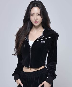 P5054 우먼 벨로아 크롭 후드집업 [블랙]