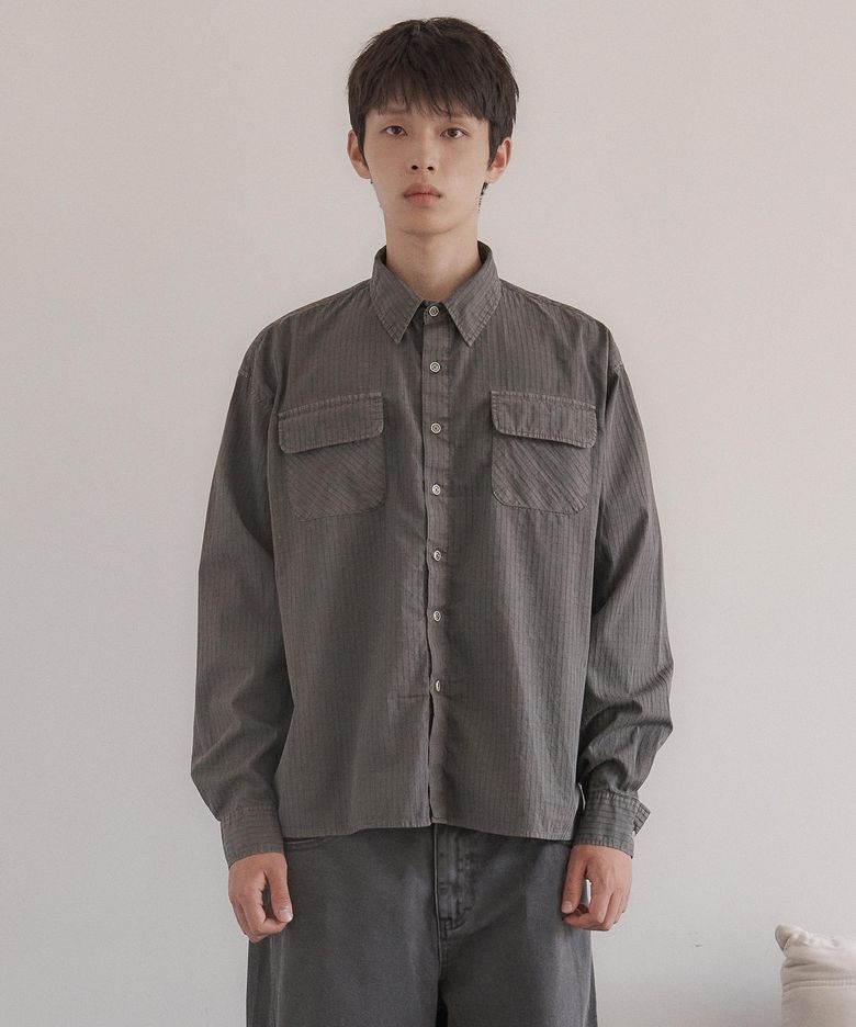 랜치 피그먼트 크롭 체크 셔츠 (3COLOR)