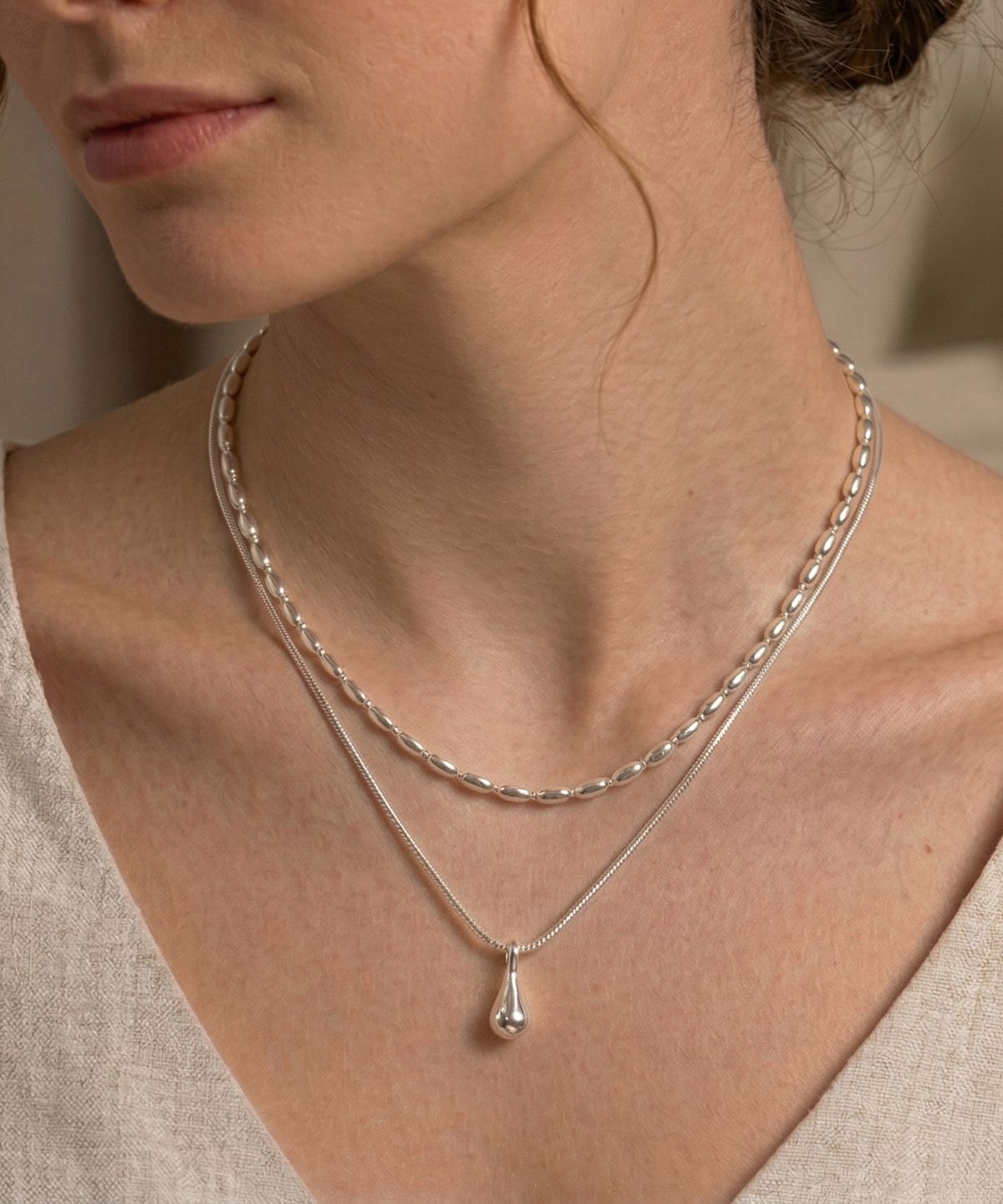 쥴리어스(JULIUS1) waterdrop layered necklace JSB-544