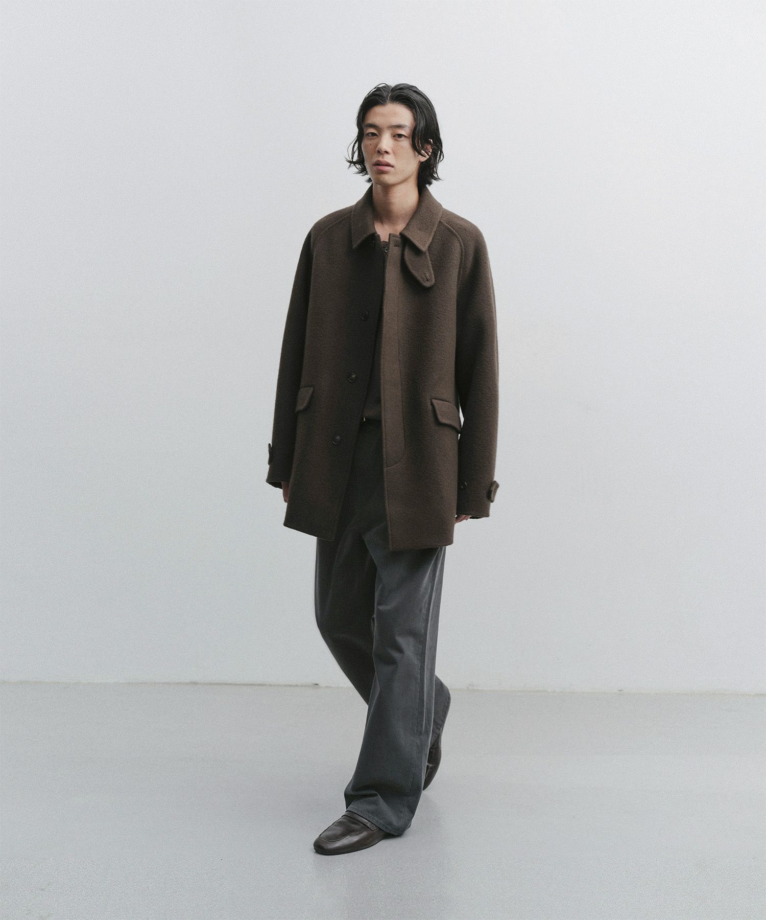 MUSINSA公式 | ANOTHER OFFICE Voyager Handmade Half Balmacaan Coat