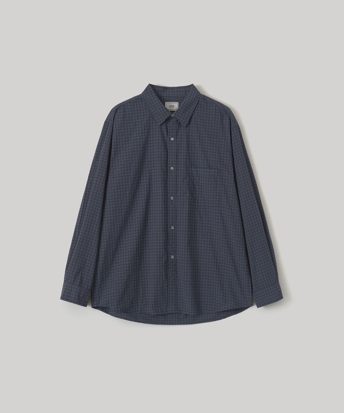 어나더 오피스(ANOTHER OFFICE) Bold Garment Gingham Check Shirt (Smoky indigo)