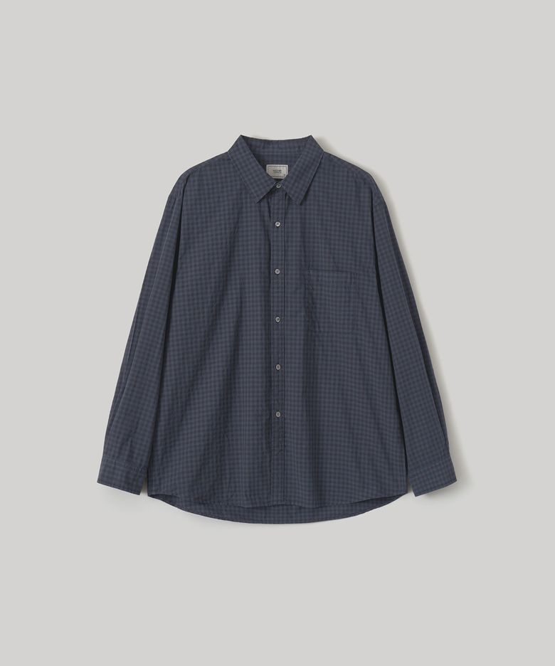 Bold Garment Gingham Check Shirt (Smoky indigo)
