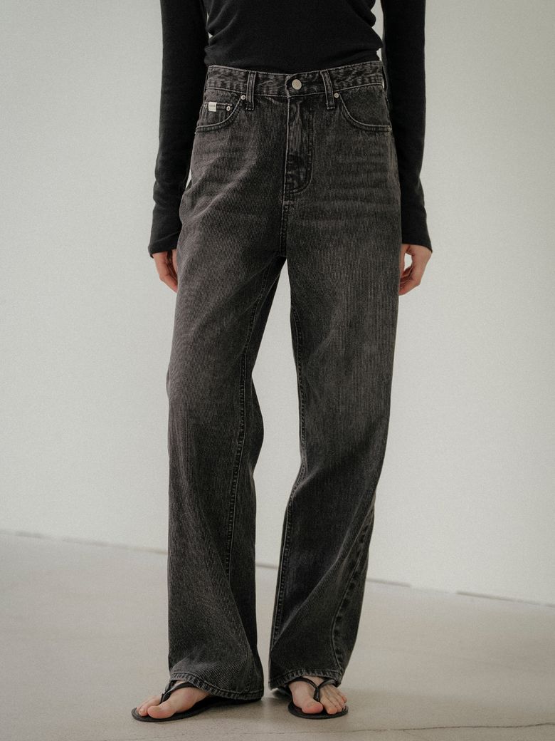 Corduroy vintage washing denim pants [FRFA03DP02]_Black