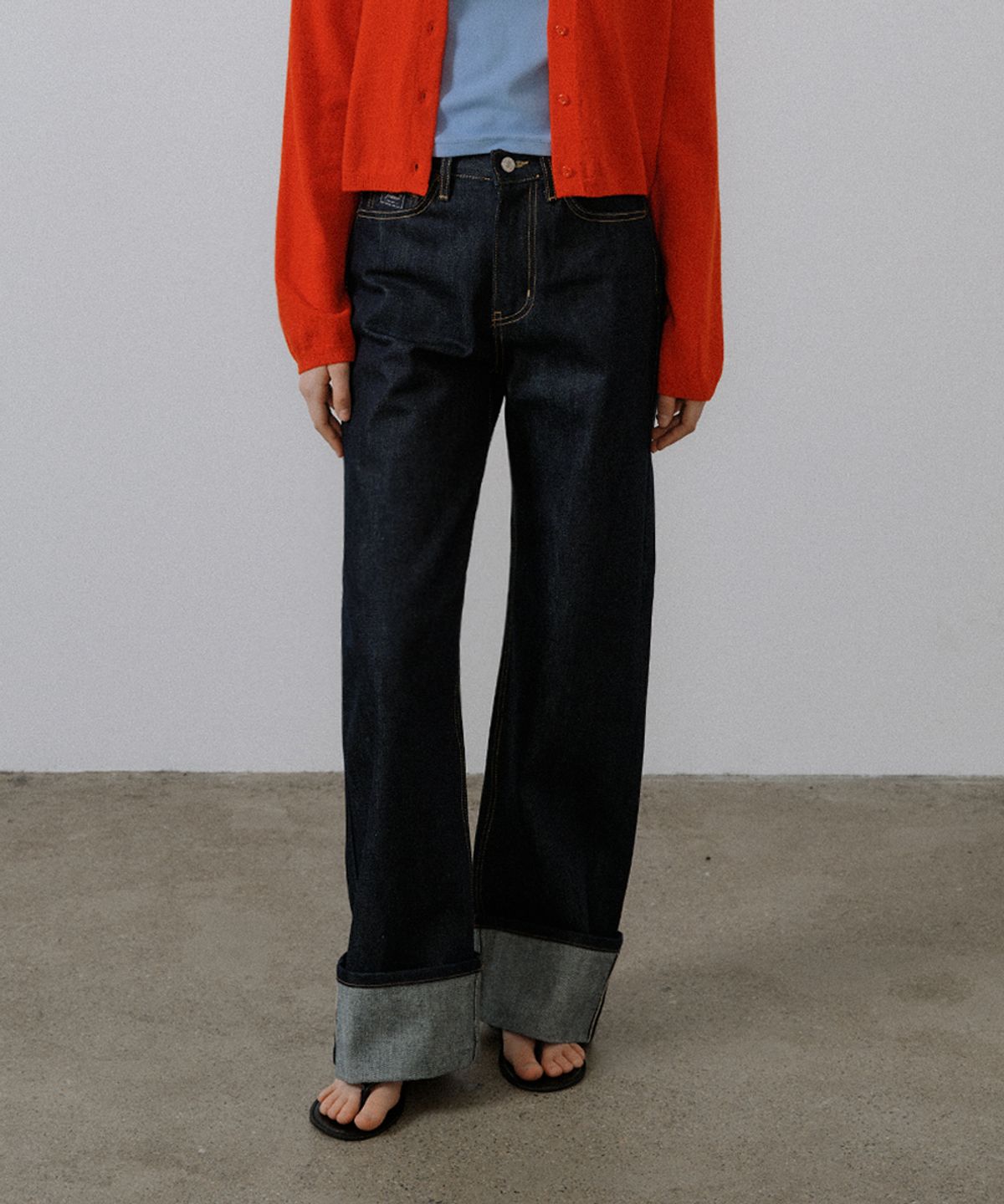 프리버07(FRIVER07) Selvedge roll-up denim pants [FRFA03DP01]_Indigo
