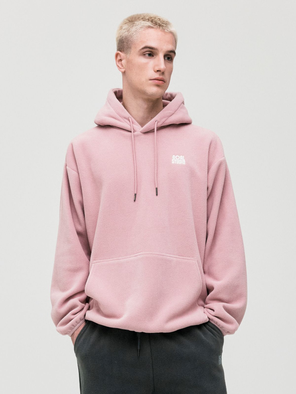 골스튜디오(GOALSTUDIO) ESSENTIAL MICROFLEECE HOODIE-INDIE PINK