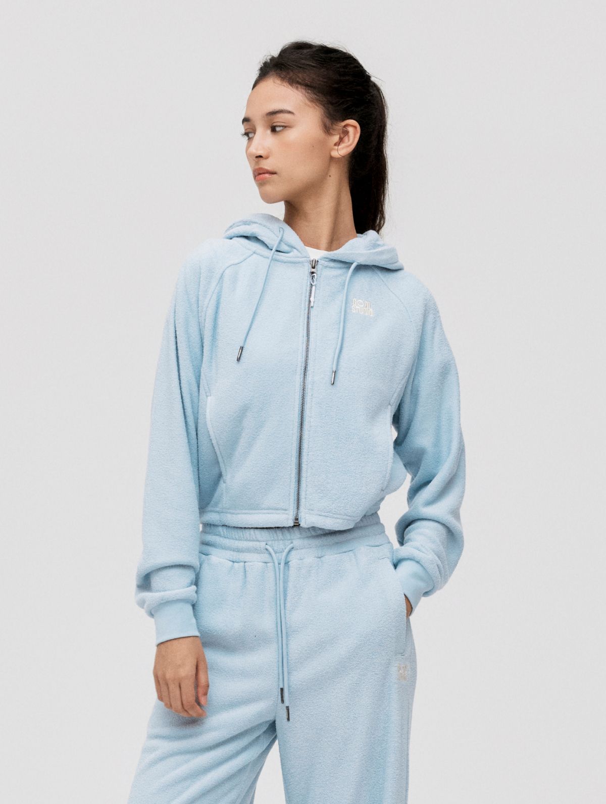 골스튜디오(GOALSTUDIO) WS TERRY FLEECE CROPPED FULL ZIP-UP HOODIE-SKY BLUE