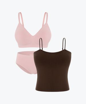 [3종 PACK] 프리라인 브라 볼륨&팬티&모달 브라탑