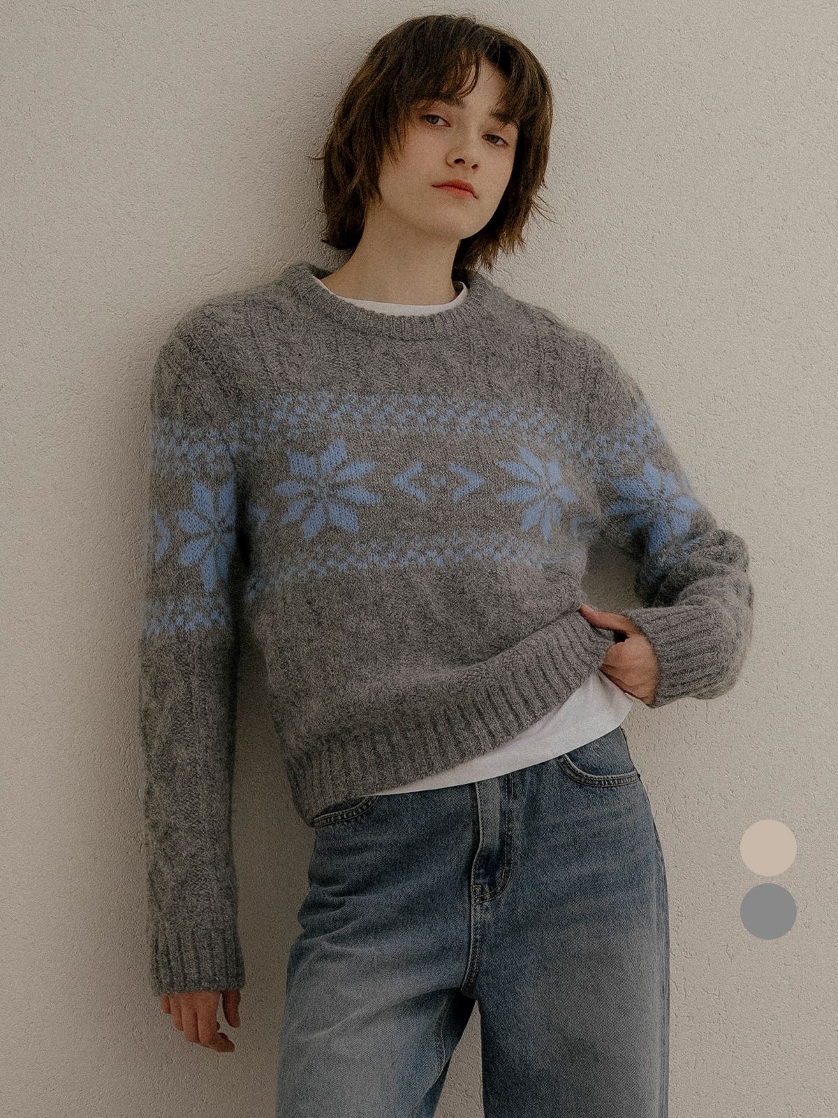 프리버07(FRIVER07) Alpaca blended nordic snow knit [FRFA03NT01]_2color