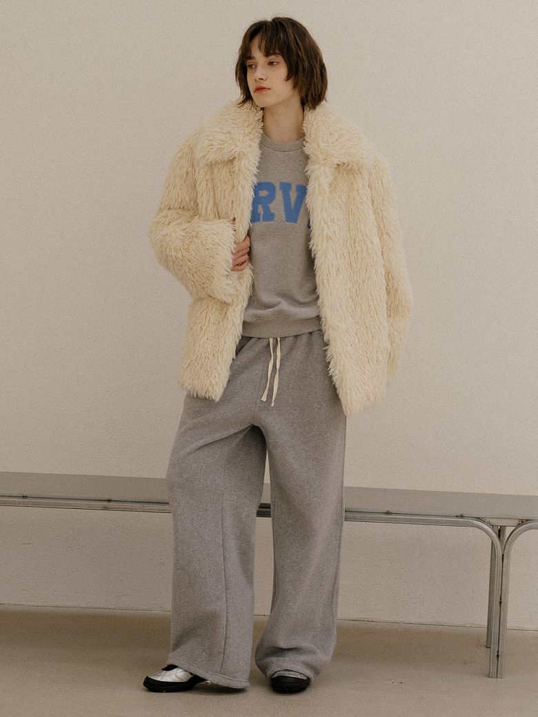 Hairly collar faux fur half coat [FRFA03CT01]_Beige