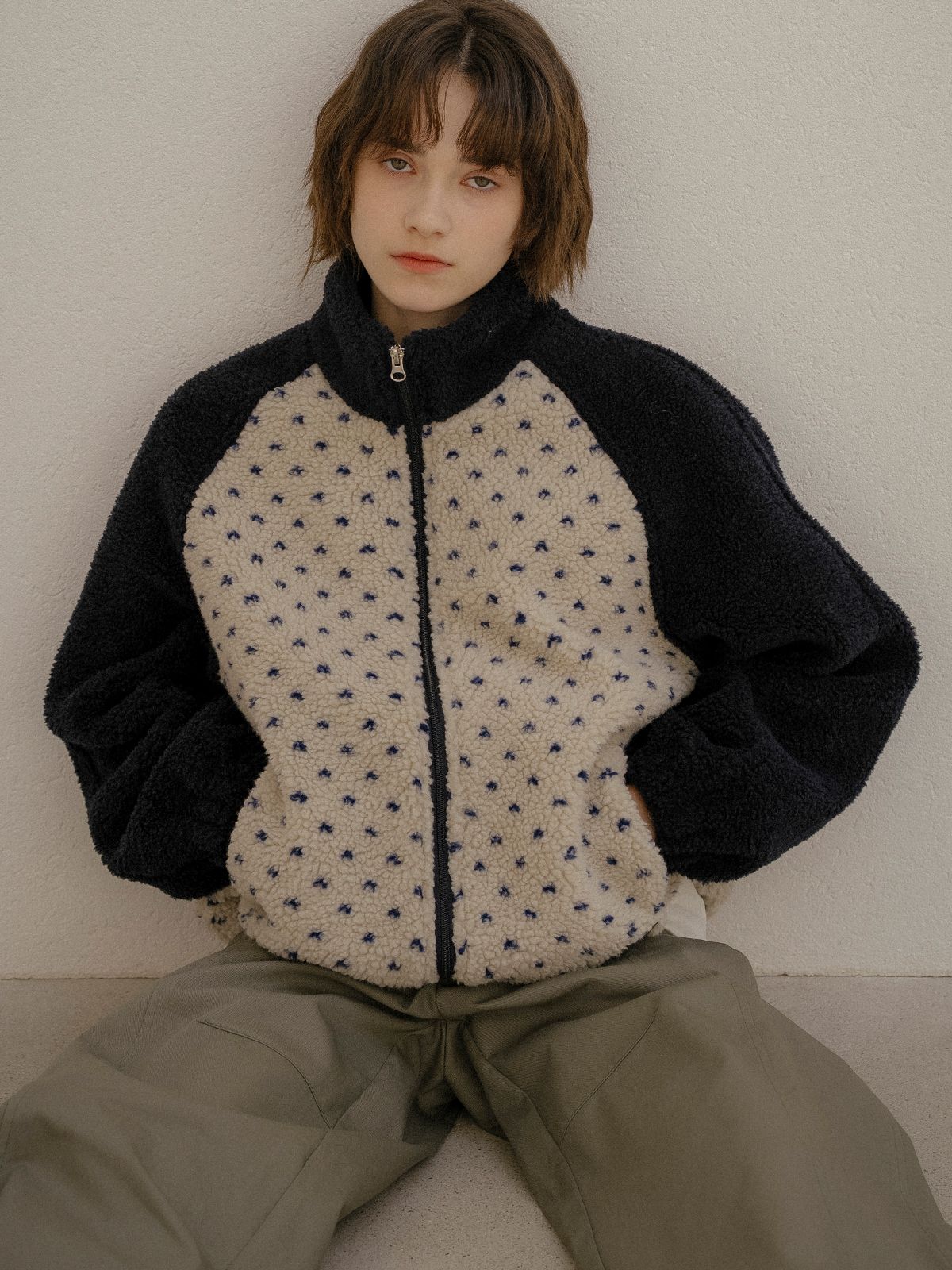 프리버07(FRIVER07) Heart dot fleece jumper [FRFA03JP01]_Beige