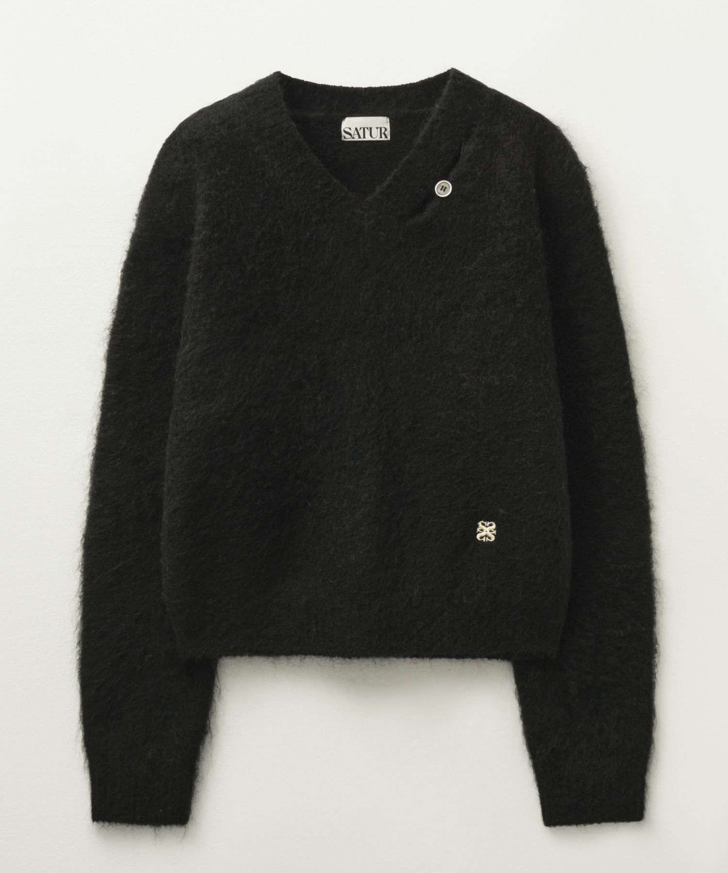 MUSINSA | SATUR (W) Essen Two-Tone Mohair Blend Knit Black