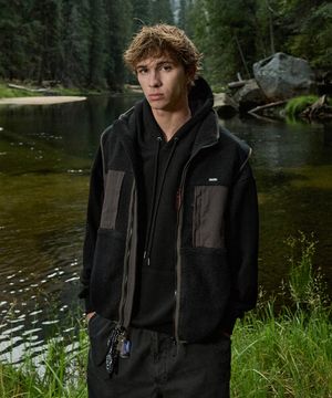 노스사이드 덤블 플리스 베스트 블랙 FVT208