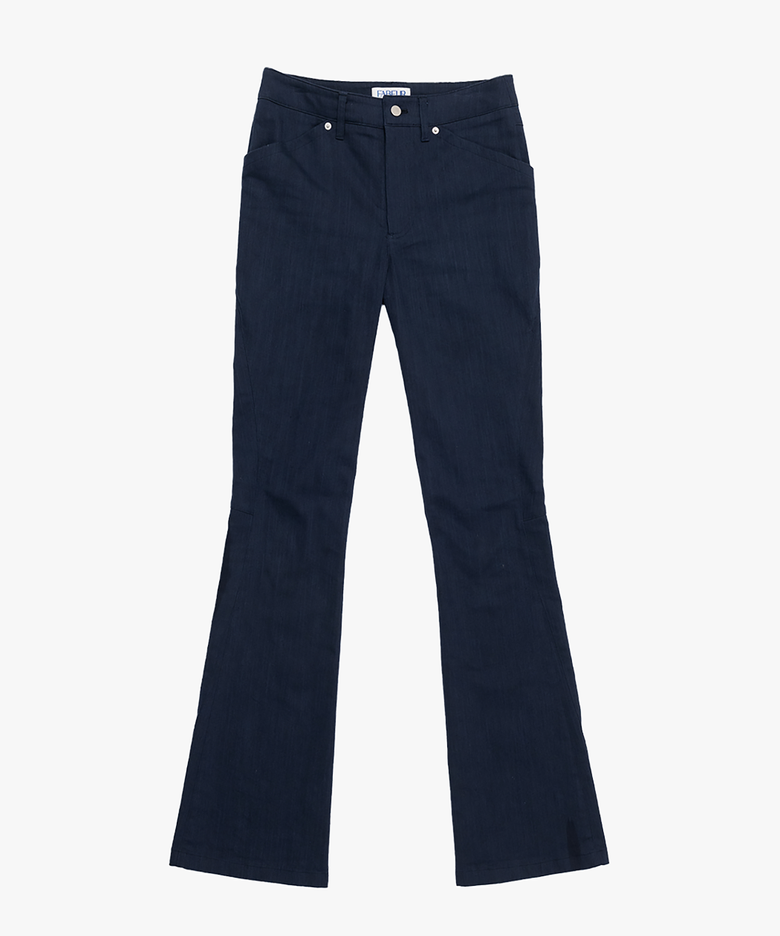 CURVED LINE BOOTCUT PANTS (NAVY)