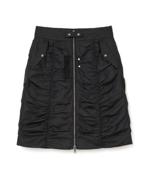 유틸리티 셔링 지퍼 스커트 [블랙]