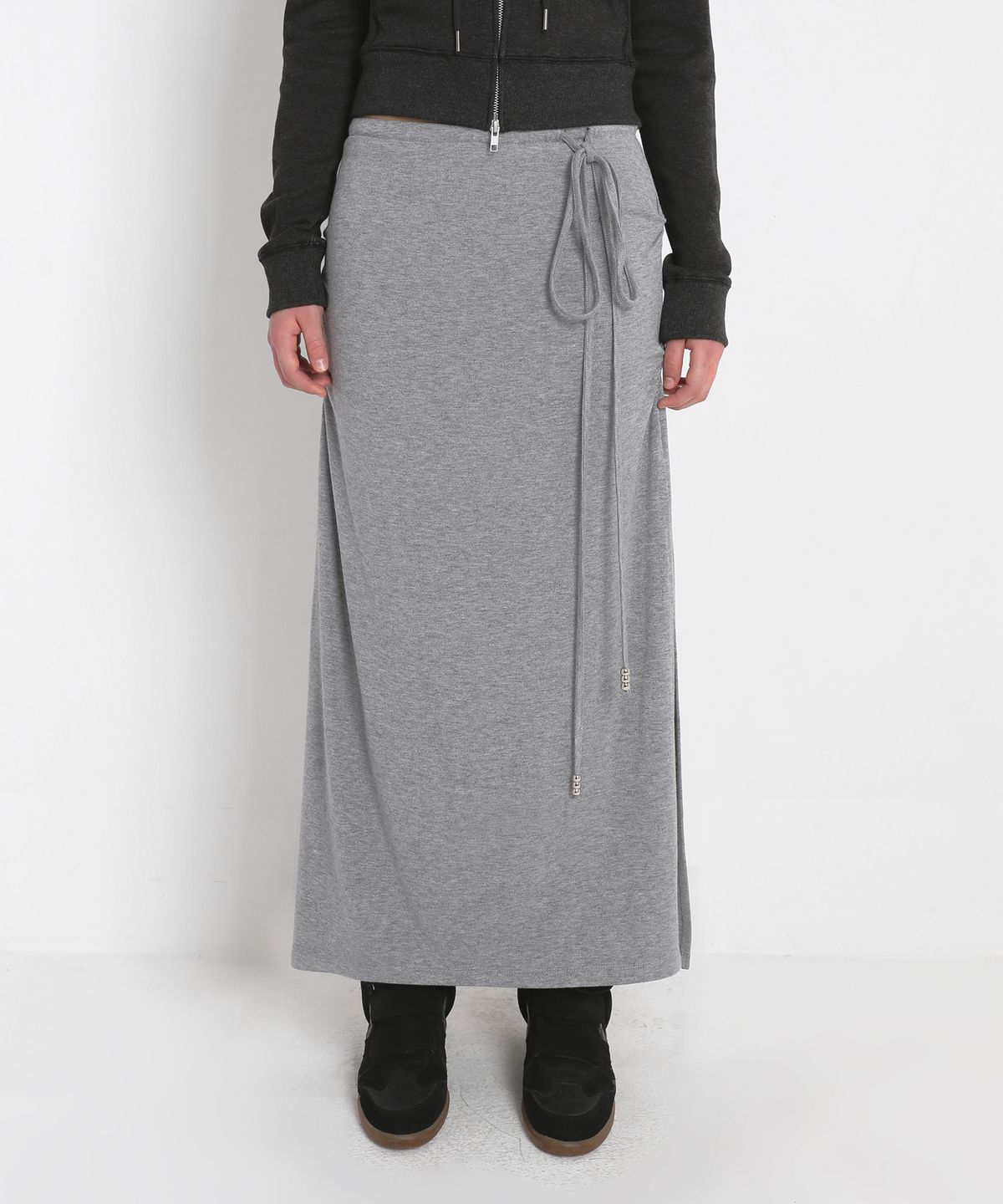 샌드릭(SANDRIC) BRUSHED MAXI LONG SKIRT_MELANGE GREY