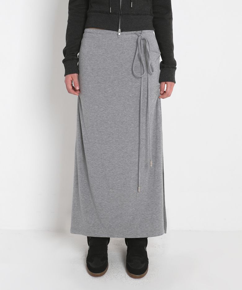 BRUSHED MAXI LONG SKIRT_MELANGE GREY