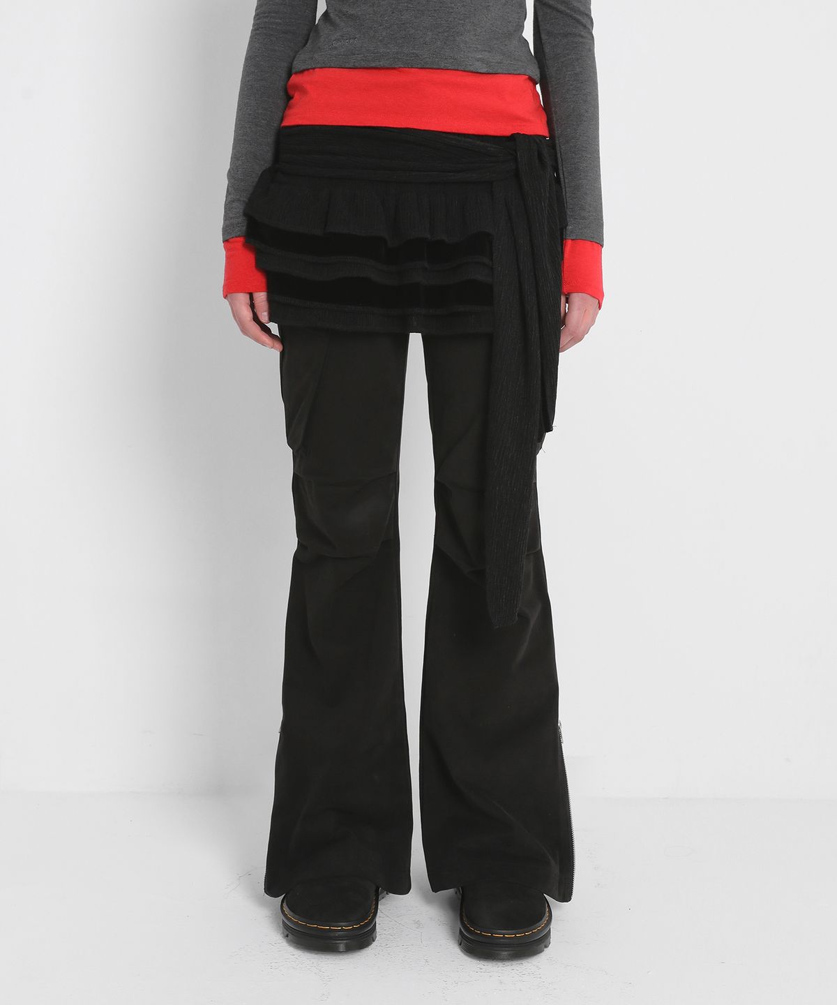 샌드릭(SANDRIC) PLEATED KNIT MINI SKIRT_BLACK