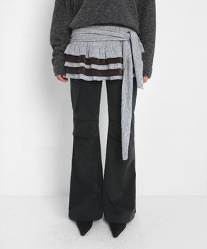 PLEATED KNIT MINI SKIRT_MELANGE GREY