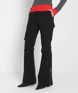 BOOTCUT CARGO PANTS_BLACK