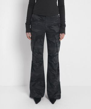 BOOTCUT CAMO CARGO PANTS_CHARCOAL