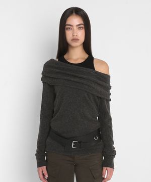 OFF SHOULDER WOOL KNIT_CHARCOAL
