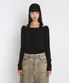 DRAPED HALTER LAYERED LONG SLEEVE T-SHIRT_BLACK