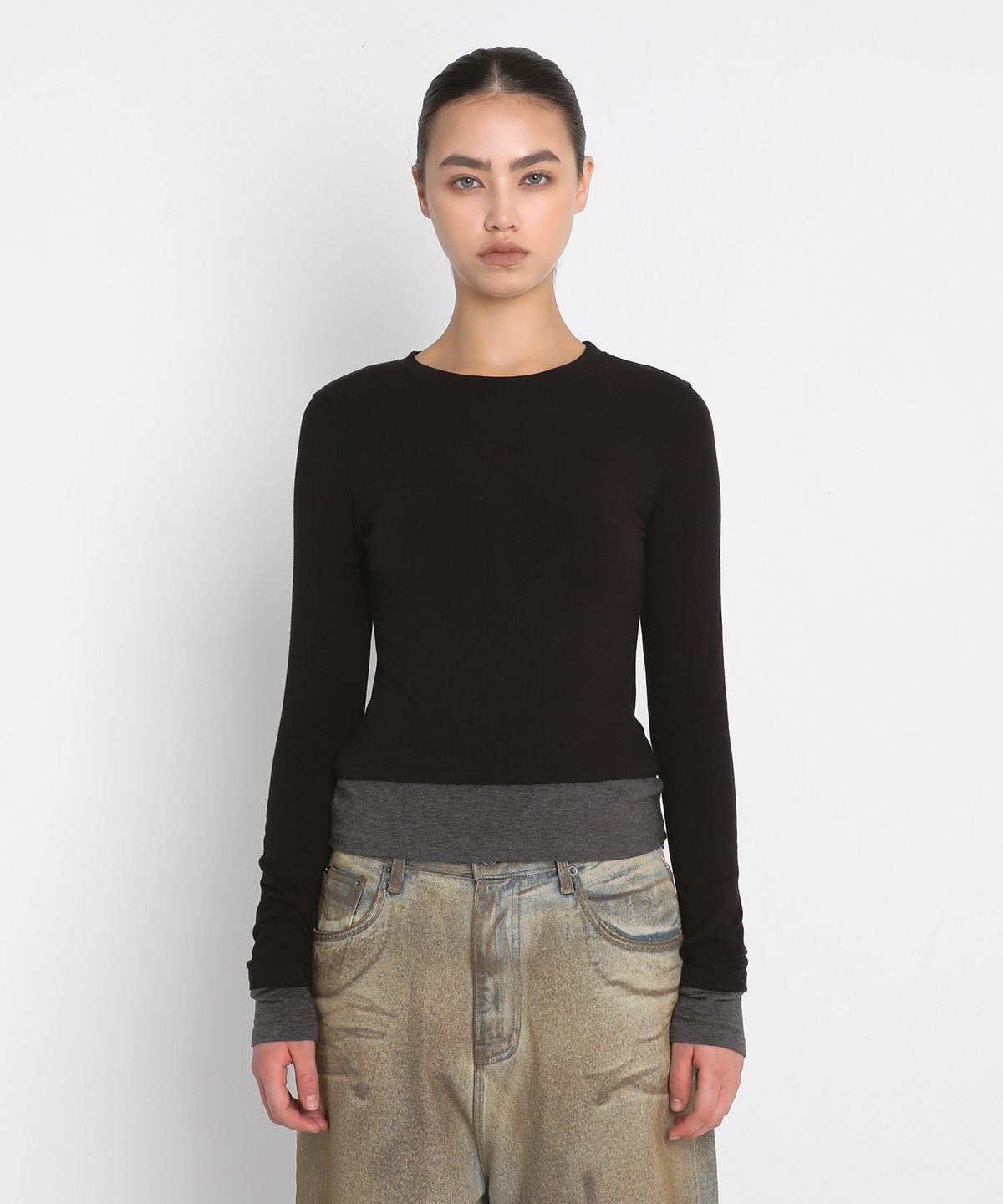 샌드릭(SANDRIC) BASIC CONTRAST T-SHIRT_BLACK / CHARCOAL