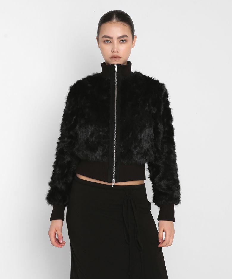 [다샤 PICK] FUR ZIP UP JACKET_BLACK
