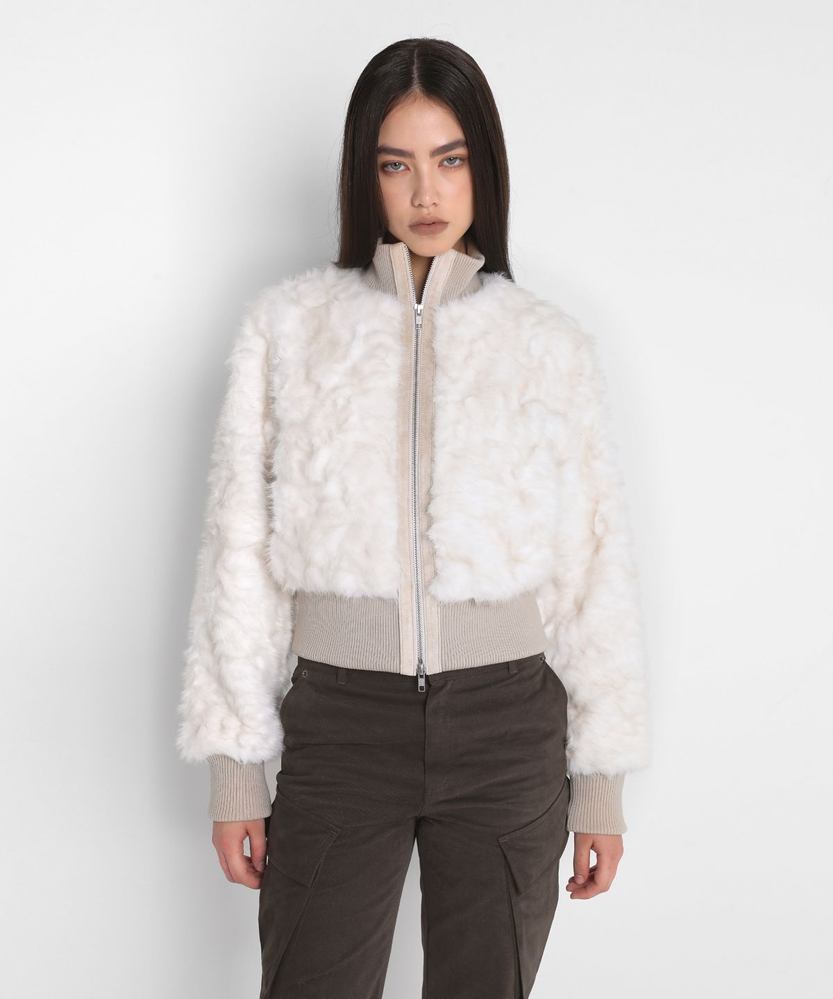샌드릭(SANDRIC) FUR ZIP UP JACKET_IVORY