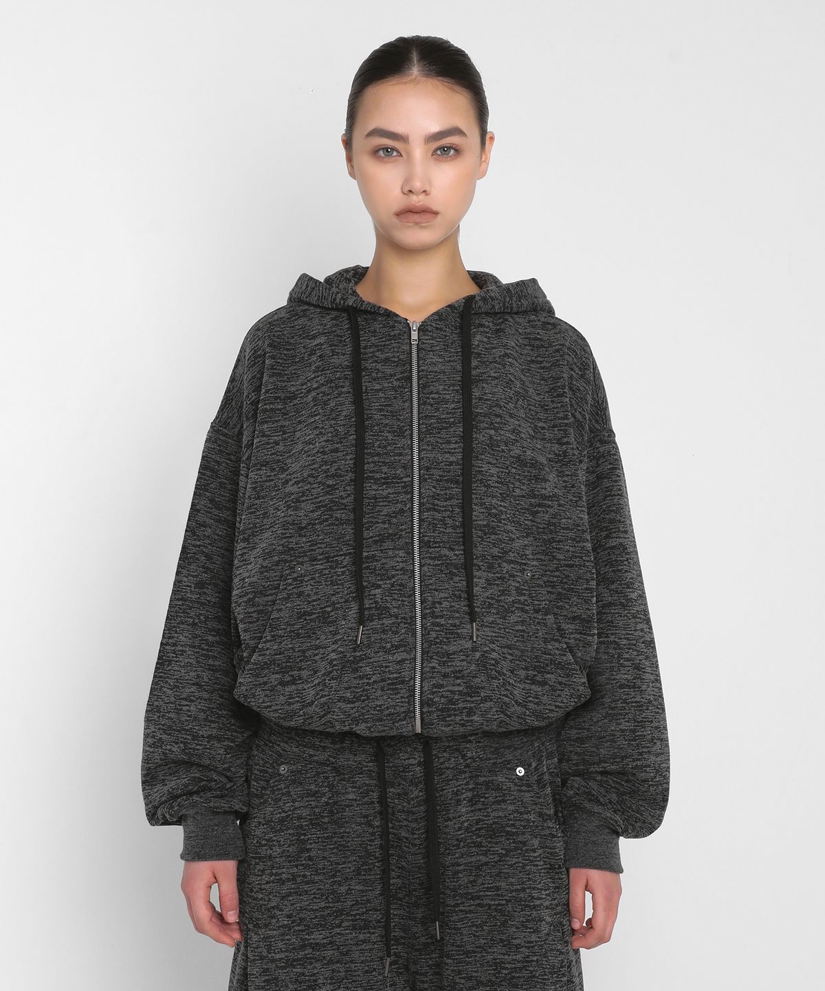 샌드릭(SANDRIC) BRUSHED BOKASHI HOODED ZIP UP_BLACK