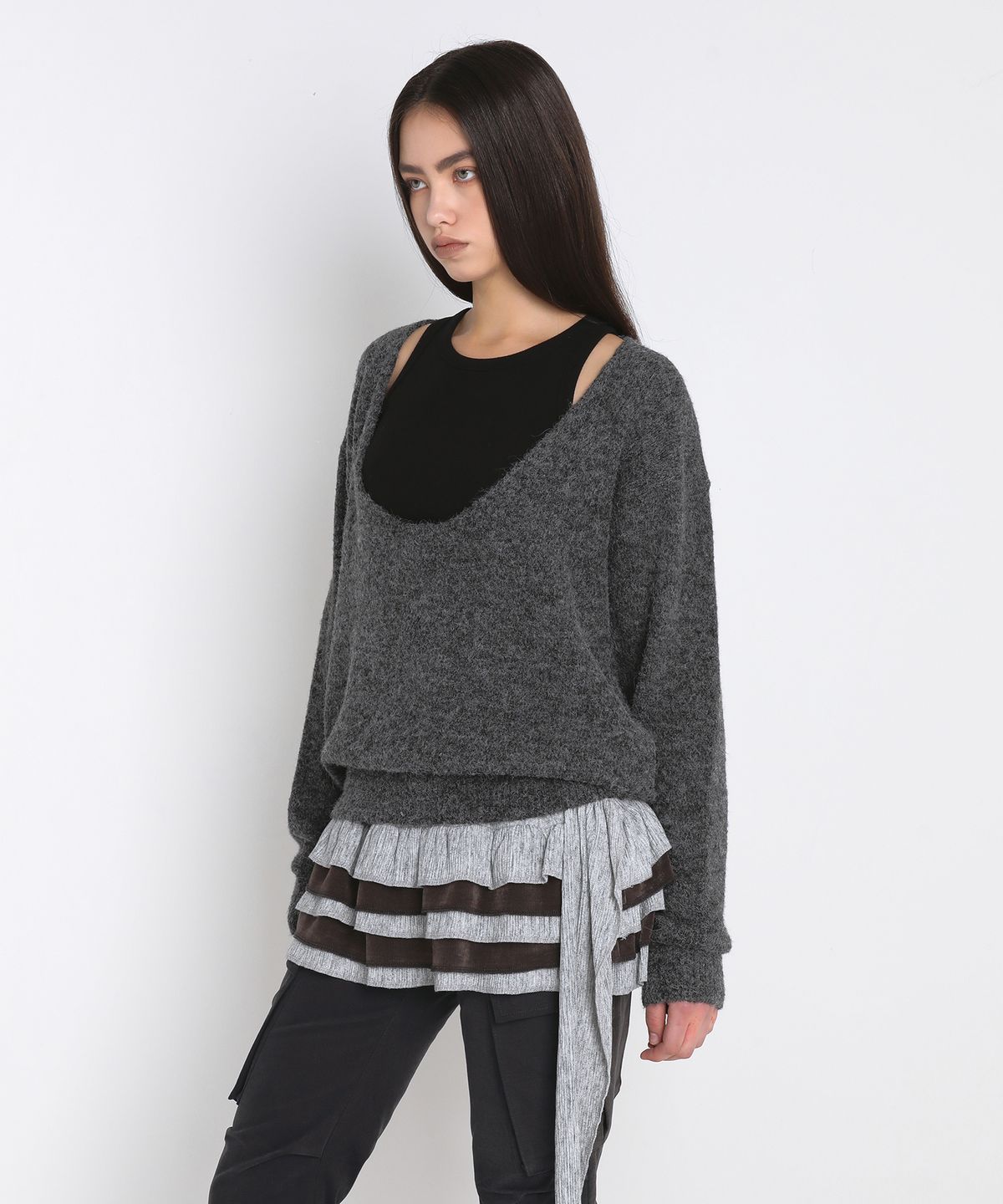 샌드릭(SANDRIC) BRUSHED LAYERED TANK TOP_BLACK