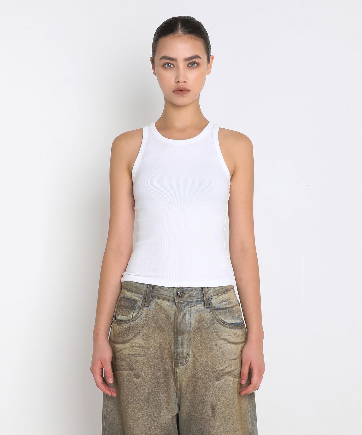 샌드릭(SANDRIC) BRUSHED LAYERED TANK TOP_WHITE