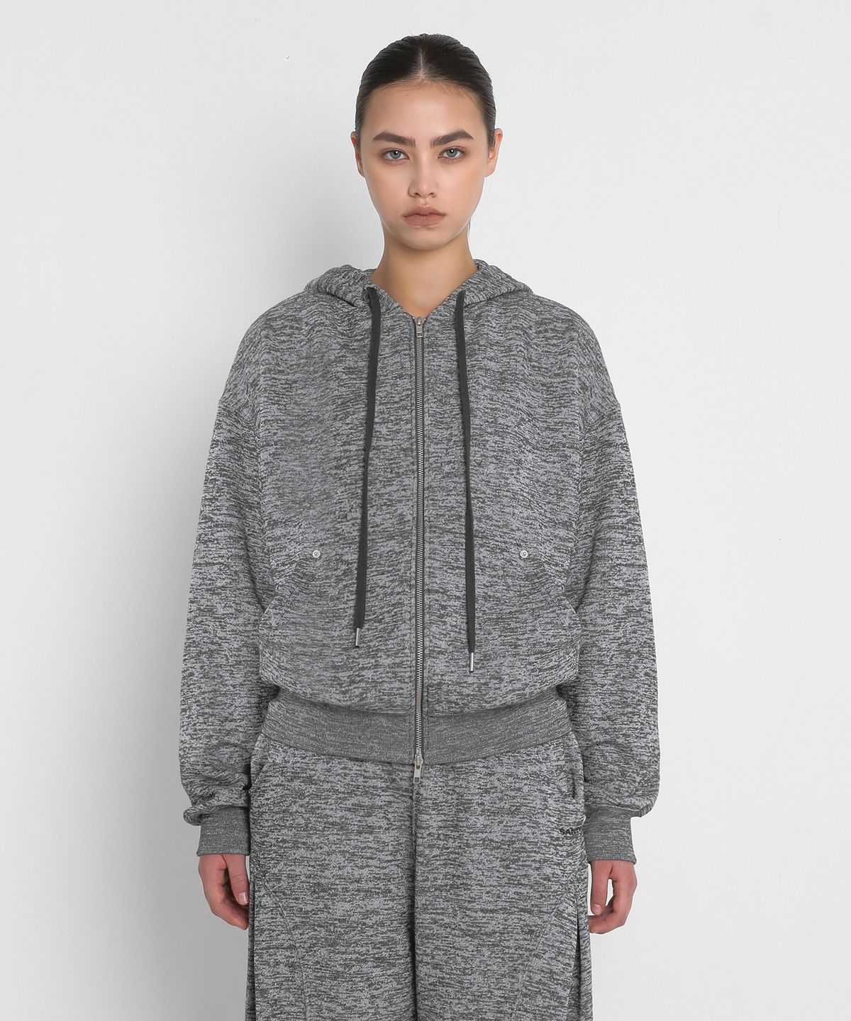 샌드릭(SANDRIC) BRUSHED BOKASHI HOODED ZIP UP_MELANGE GREY