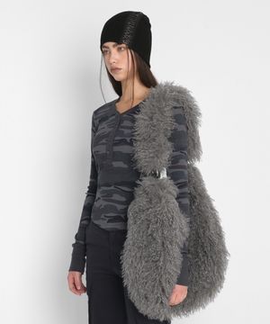 TWO WAY FUR BAG_KHAKI