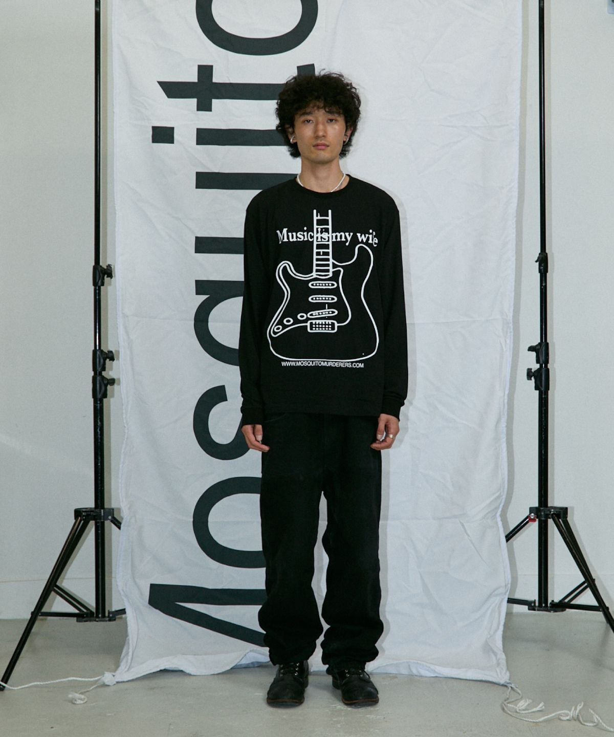 모스키토 머더러스(MOSQUITO MURDERERS) Mosquito Murderers Music is my wife LONG-SLEEVED - Black