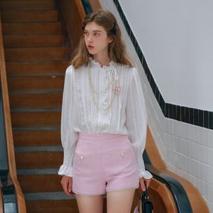 Cest_Elegant flower button blouse