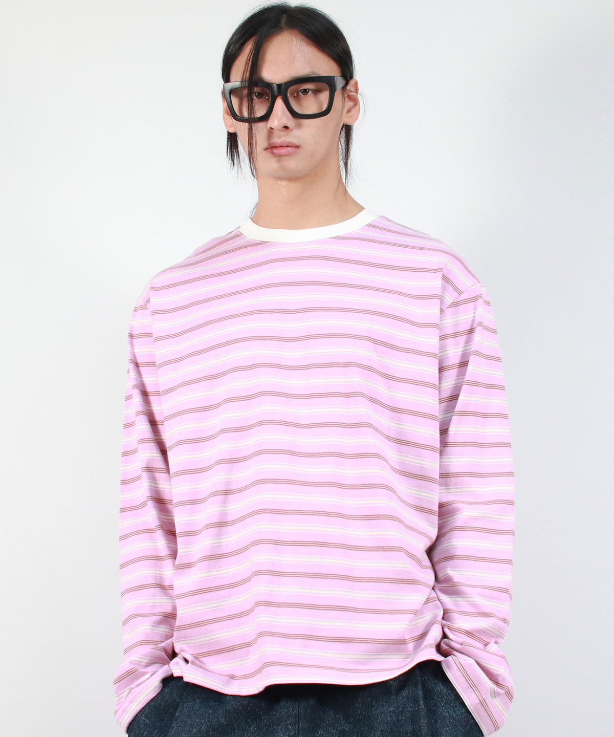 드마크(DEMARC) M MULTI STRIPE LONG SLEEVE TEE - Pink