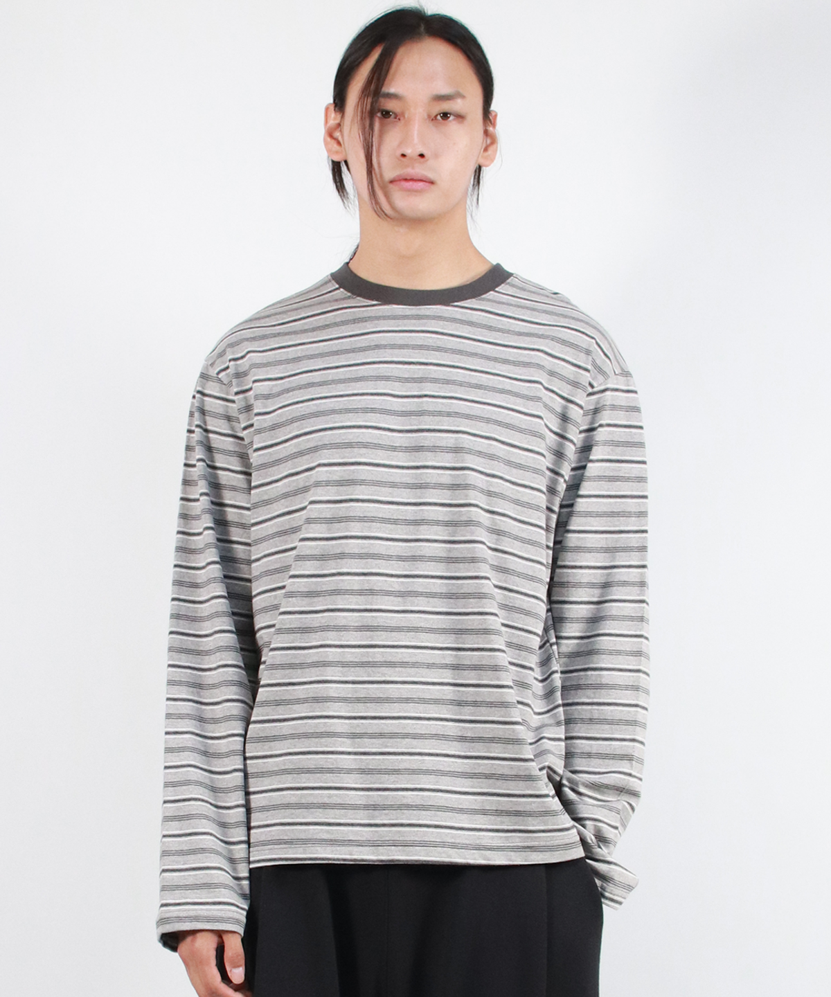 드마크(DEMARC) M MULTI STRIPE LONG SLEEVE TEE - Gray