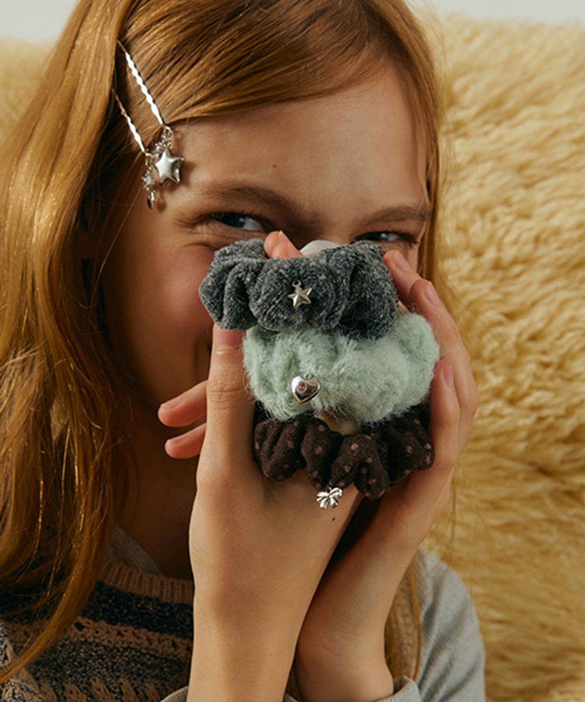삭스어필(SOCKS APPEAL) mini charm hair scrunchie 3pack SET