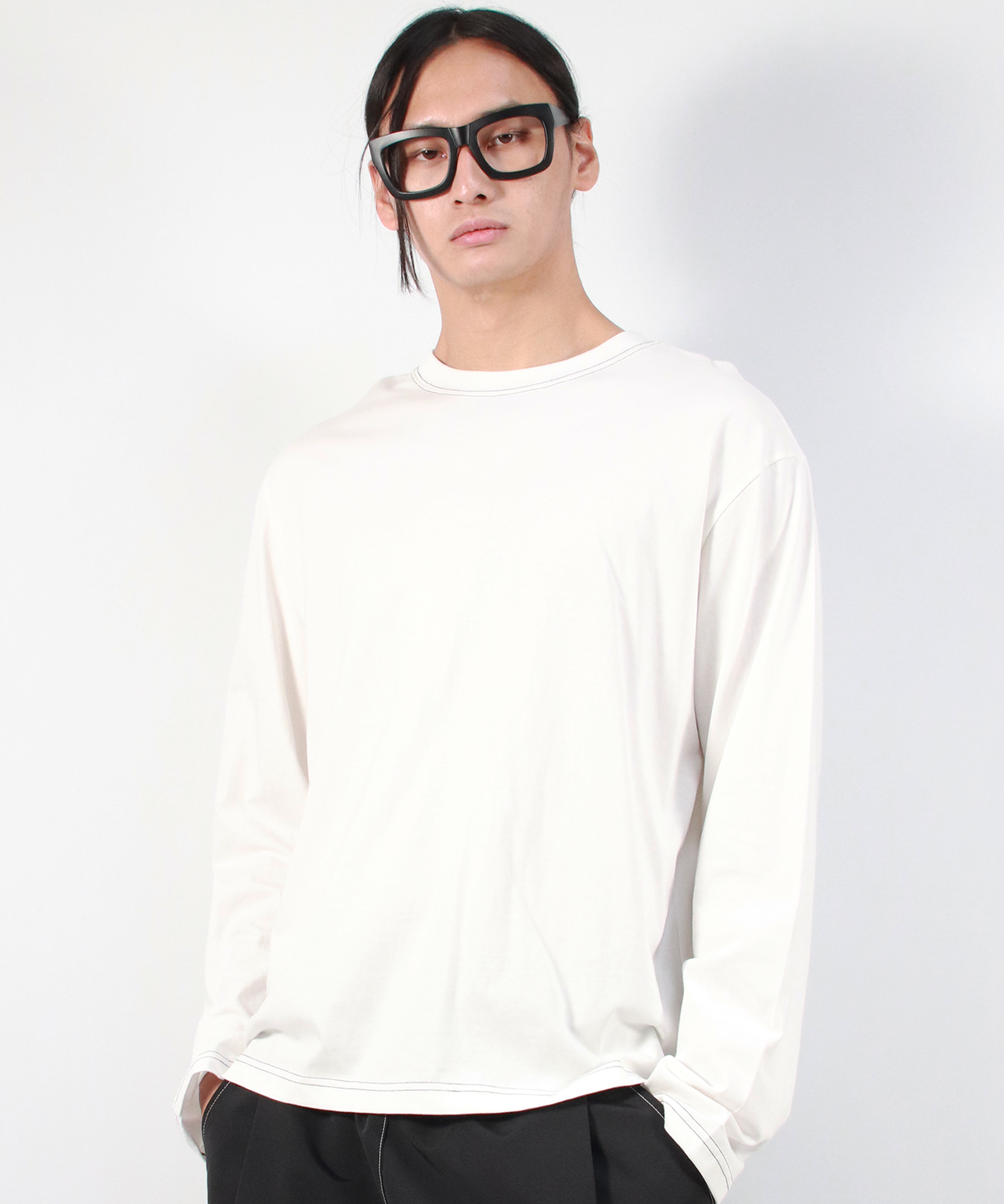 드마크(DEMARC) M OUTSTITCH LOOSE FIT LONG SLEEVE TEE - White