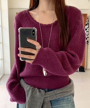 루덴 유넥 울 스웨터 ( 플럼 )