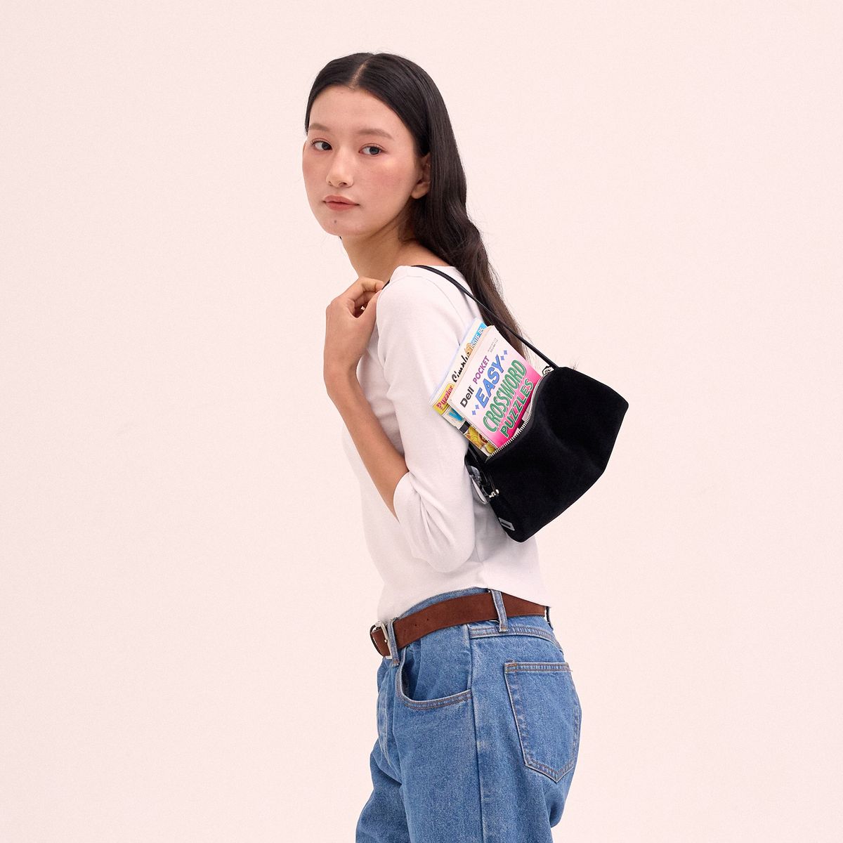 리모네(LEMONE) Tube bag Suede / Black