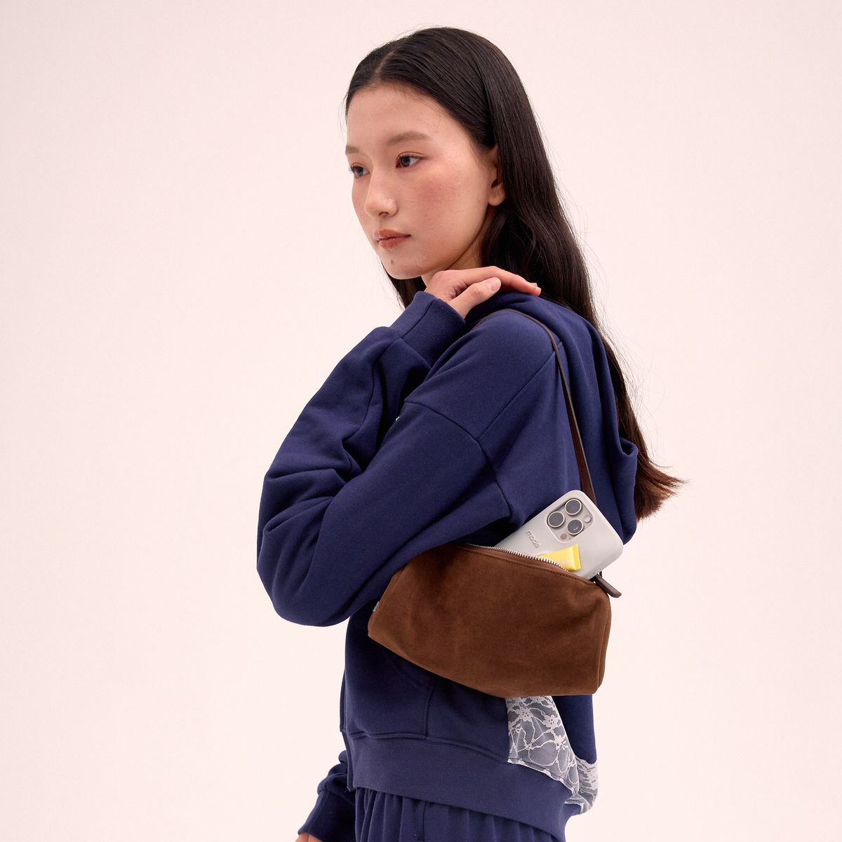 리모네(LEMONE) Tube bag Suede / Brown