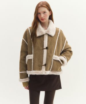 하이넥 스웨이드 무스탕 자켓(MAFDJK11MLN)